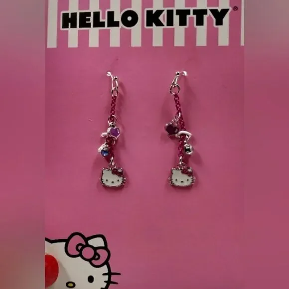 Hello Kitty Sanrio Pink Bow  Dangle Earrings Jewelry Kids Girls My Melody Cat - Picture 2 of 8